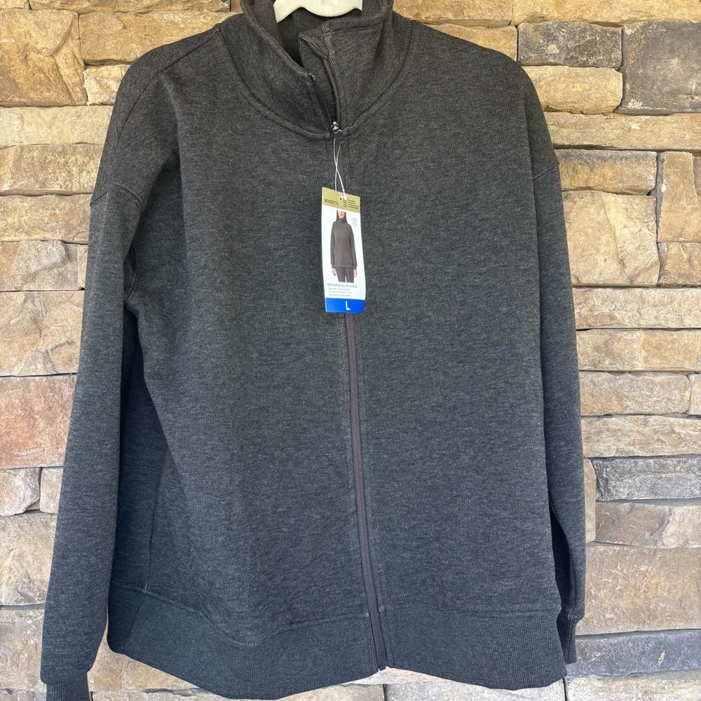 Mondetta Gray Zip Up Jacket with Stand-Up Collar